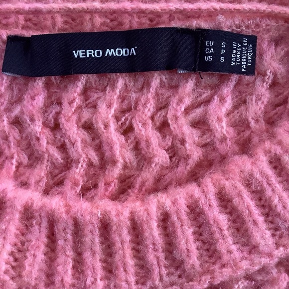 Vero Moda Pink Coral Freja Balloon Sleeve Crew Neck Pullover Sweater Women Small - Picture 5 of 5